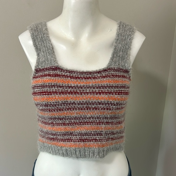 Antik Batik Top Yuyu Bra Alpaca Hand Knitted Jacquard Cropped Grey Sz XS NEW - Picture 1 of 12